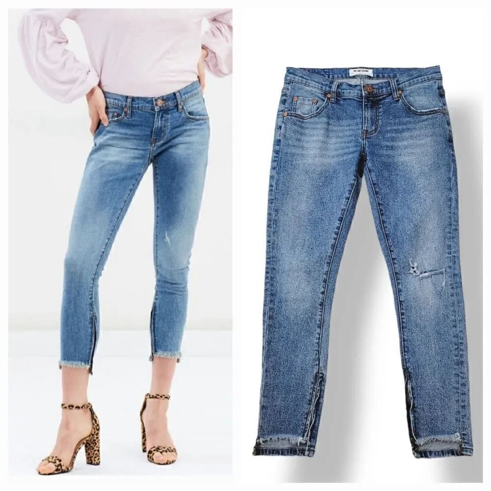 One Teaspoon Freebirds II Low Waist Stretch Fitted Leg Step Hem Zipper Ankle 27